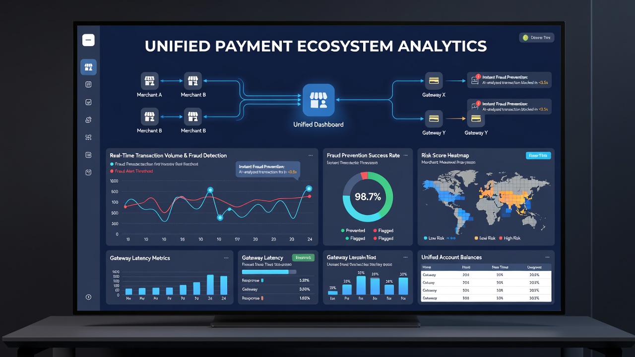 Analytics dashboard displaying real-time fraud alerts and transaction velocity metrics across global mobile payment channels