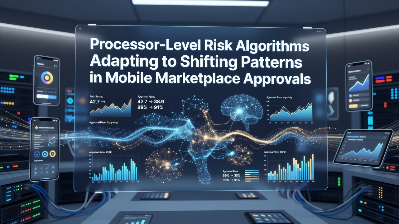 Processor-level risk algorithms monitoring real-time mobile marketplace transaction flows and approval patterns